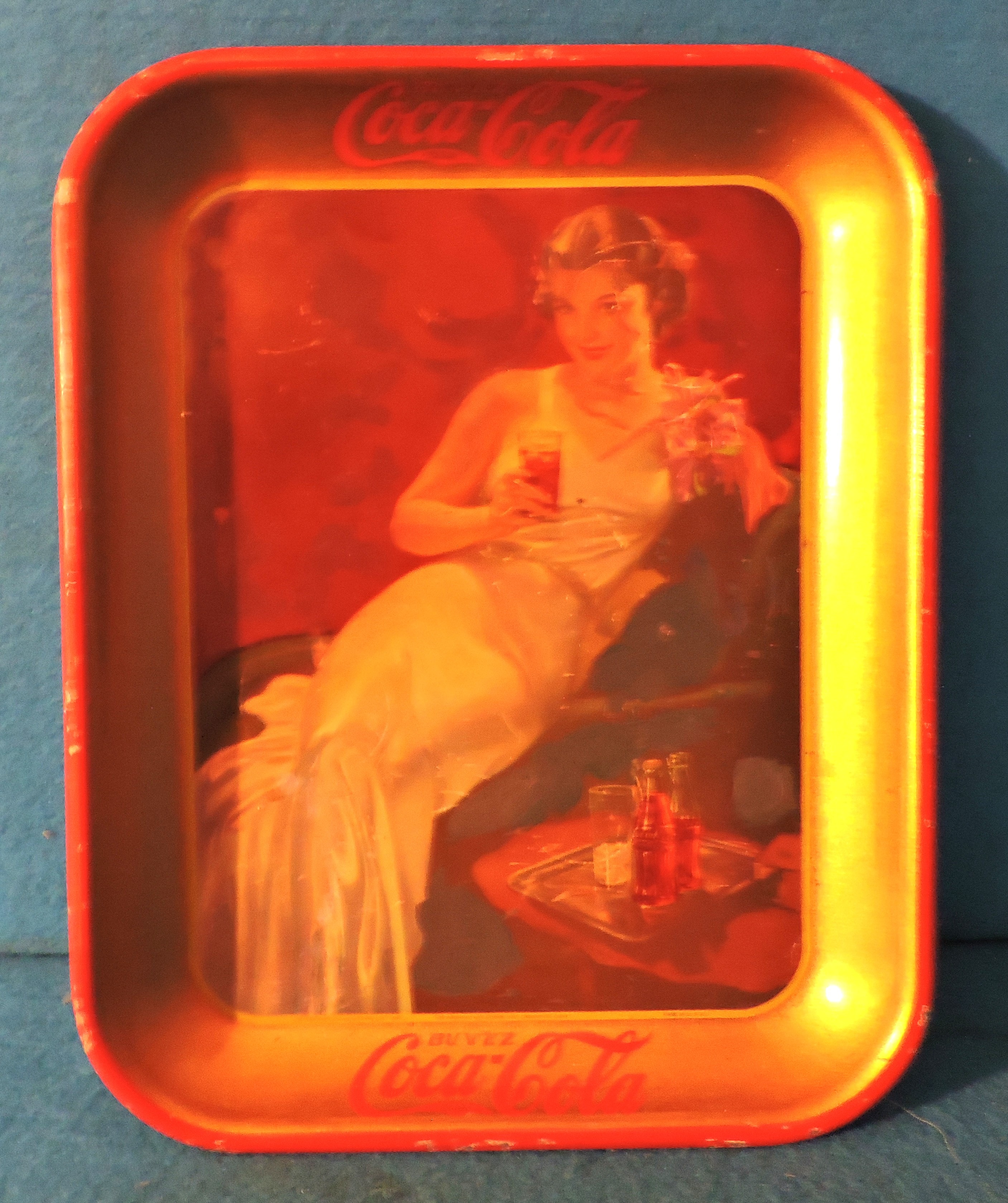 1937 French Hostess Girl Coca-Cola Tray